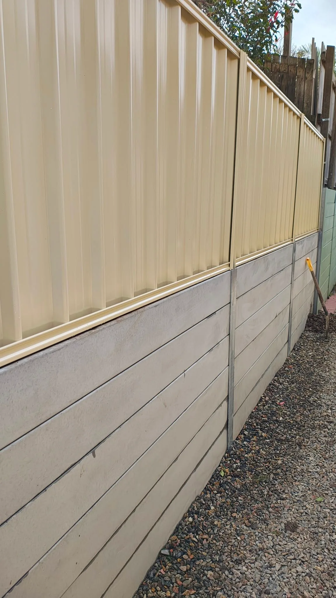 Retaining wall built along a property boundary